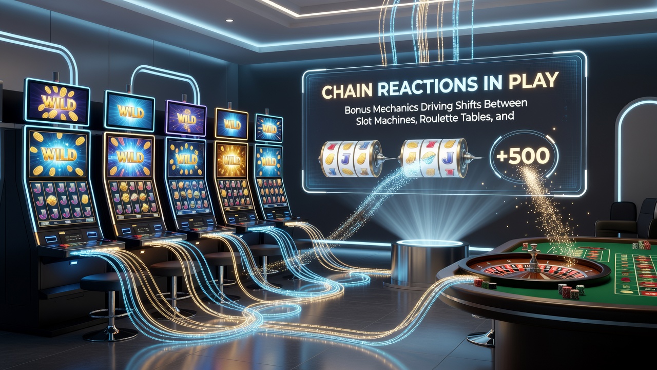 Illustration of bonus progression flow from slots through roulette to football betting on a smartphone interface