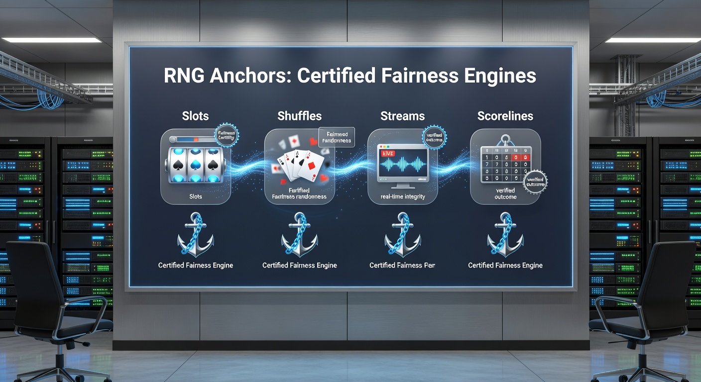 Close-up of a certification badge from an independent testing lab affirming RNG fairness in online casino platforms