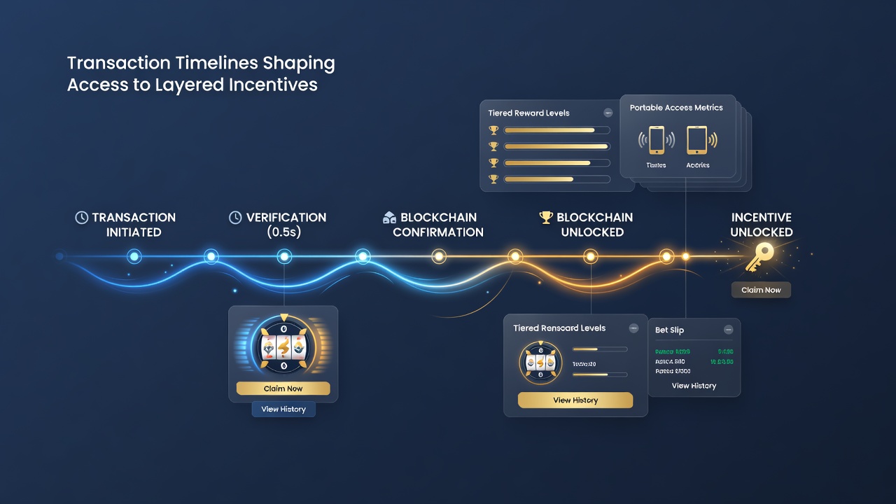 Illustration of layered incentives connected through transaction timelines in portable betting interfaces